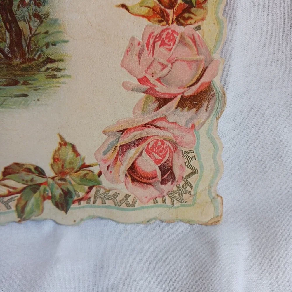 Victorian Die Cut Winter Scene Greeting Card